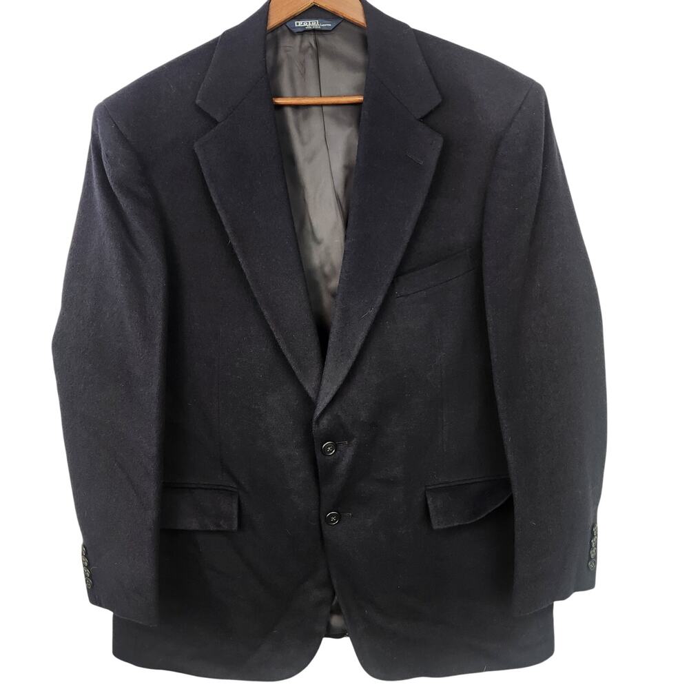 POLO by RALPH LAUREN BLUE 100% CAMEL HAIR SPORT COAT BLAZER JACKET 44” CHEST EUC